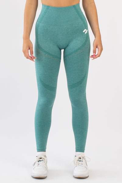 Green womens gym leggings front