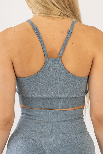 Scrunch medium impact sports bra - Blue - Rear view