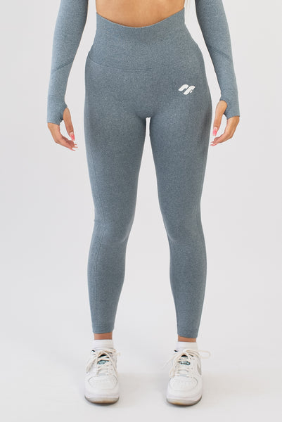 High Waisted scrunch bum gym leggings - Blue - Front view