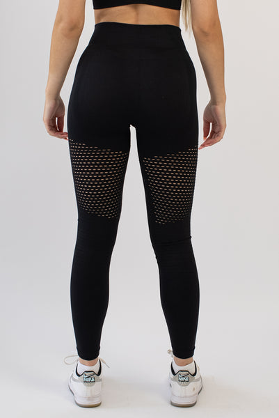 Black gym leggings back view