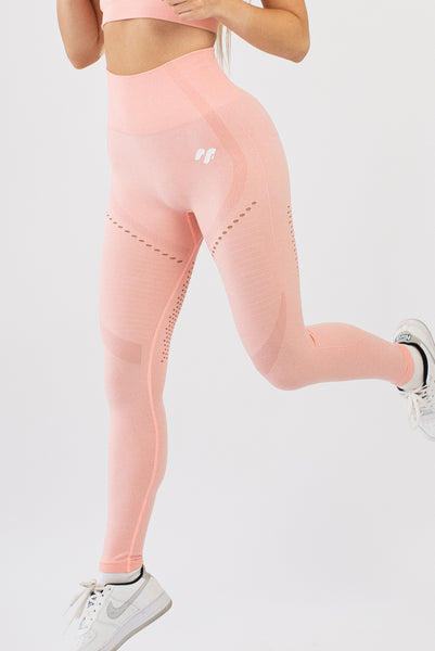 Coral gym leggings action shot