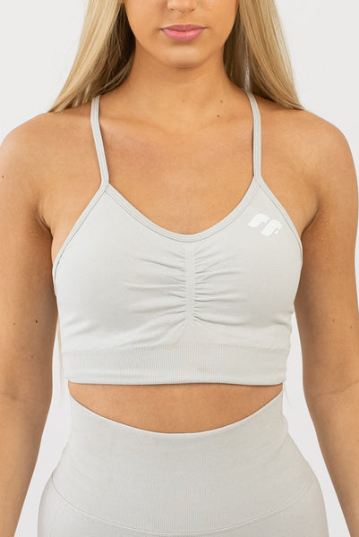 Scrunch sports bra - White - Front view