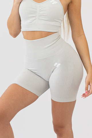 Scrunch bum gym shorts - White - Front Side View