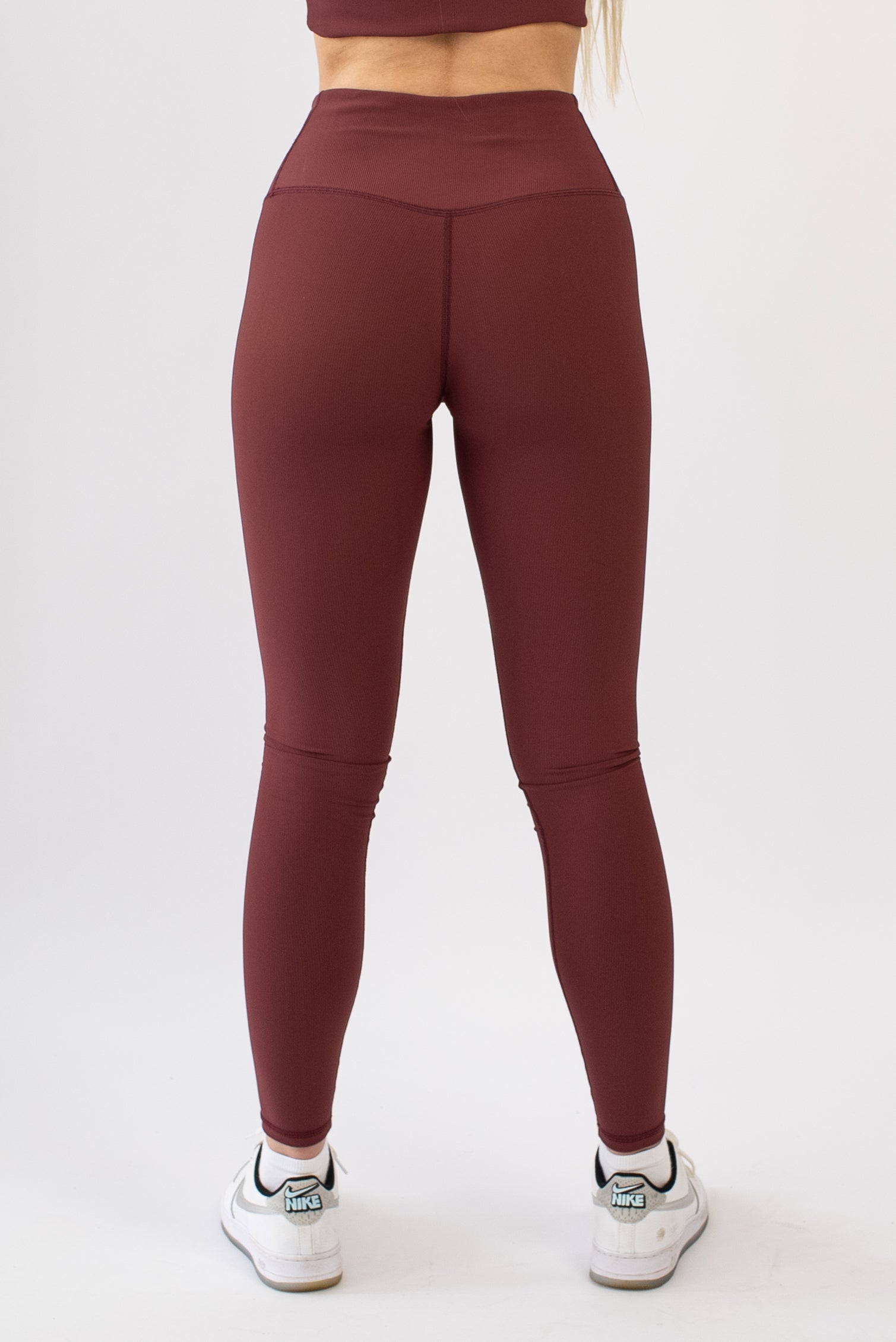 Balance Ribbed Leggings - Maroon, Gym Wear