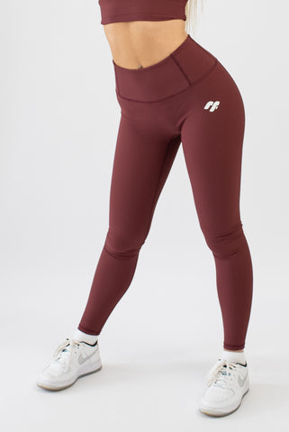 Balance Ribbed Leggings - Maroon