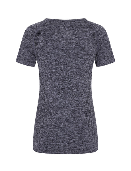 Womens Seamless Fitness T-shirt - Black Grey 2