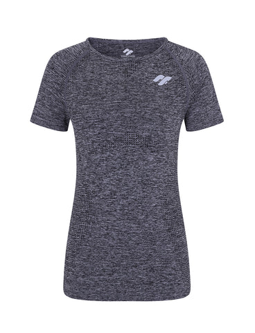 Womens Seamless Fitness T-shirt - Black Grey 1