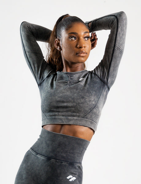 Gym Crop Top - Black - Front View